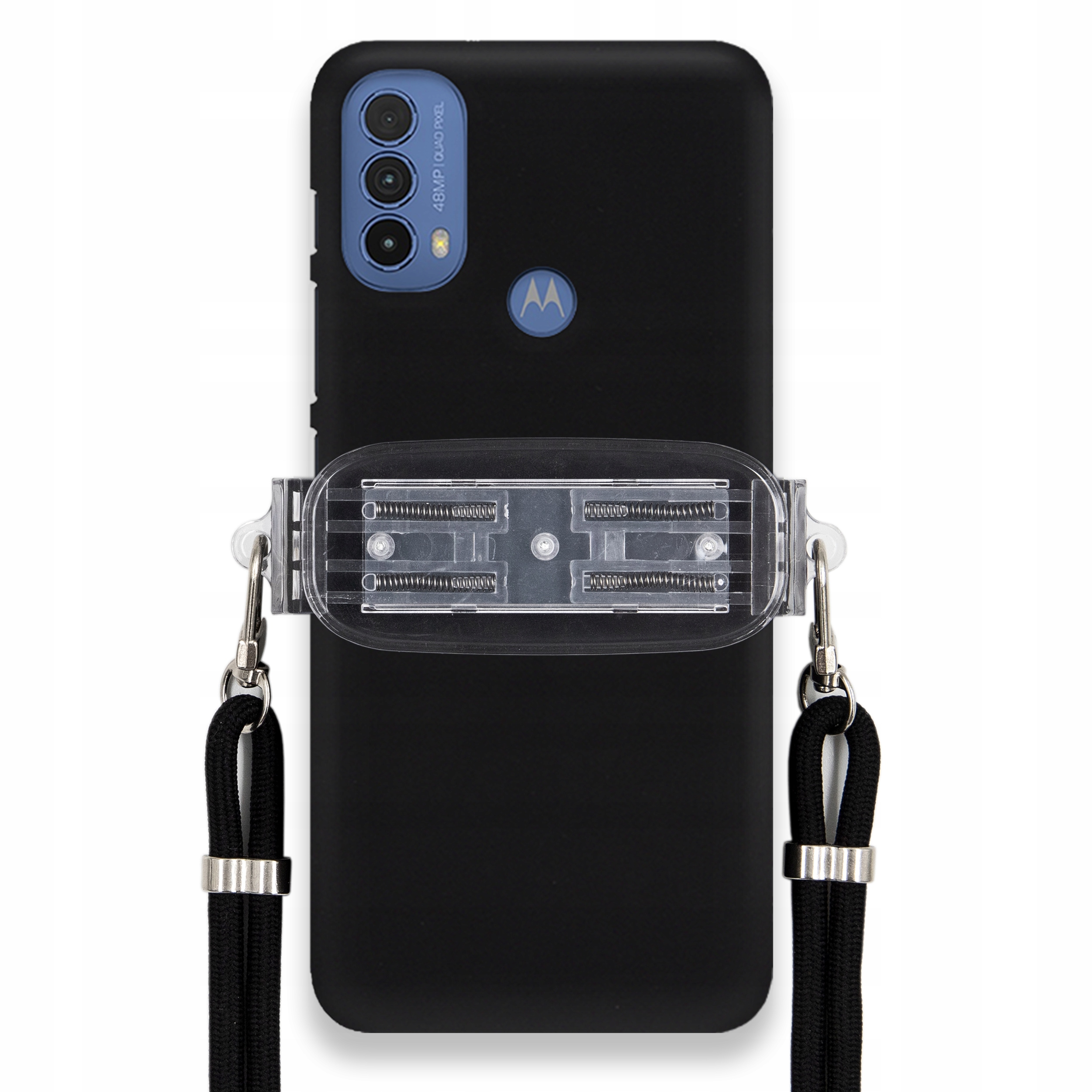 Puzdro Na Motorola E20 Smooth Case Ochrana Univerzálny Držiak Čierna Šnúrka