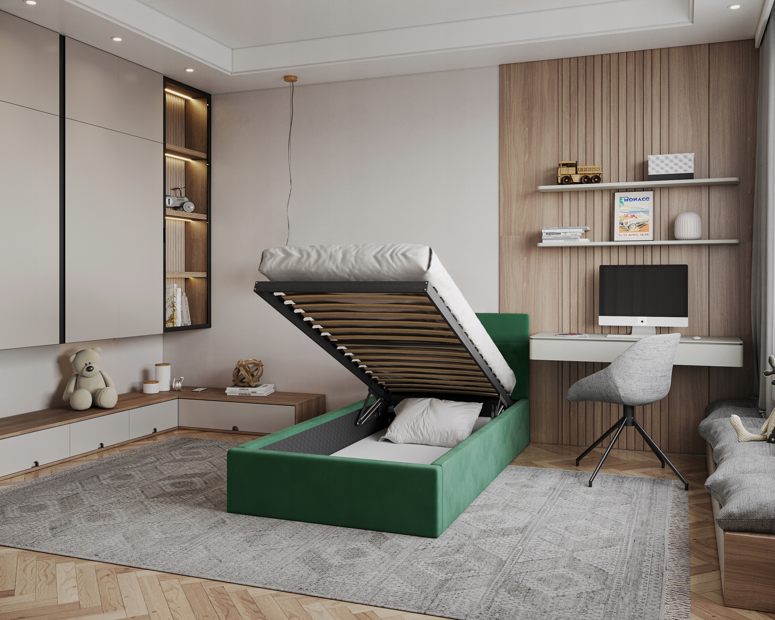 Postel 90x200 čalouněný jednolůžkový rošt Vegas