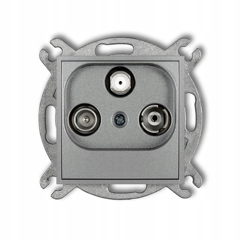 Karlik Mini stříbrná metalíza zásuvka Rtv-sat koncová.