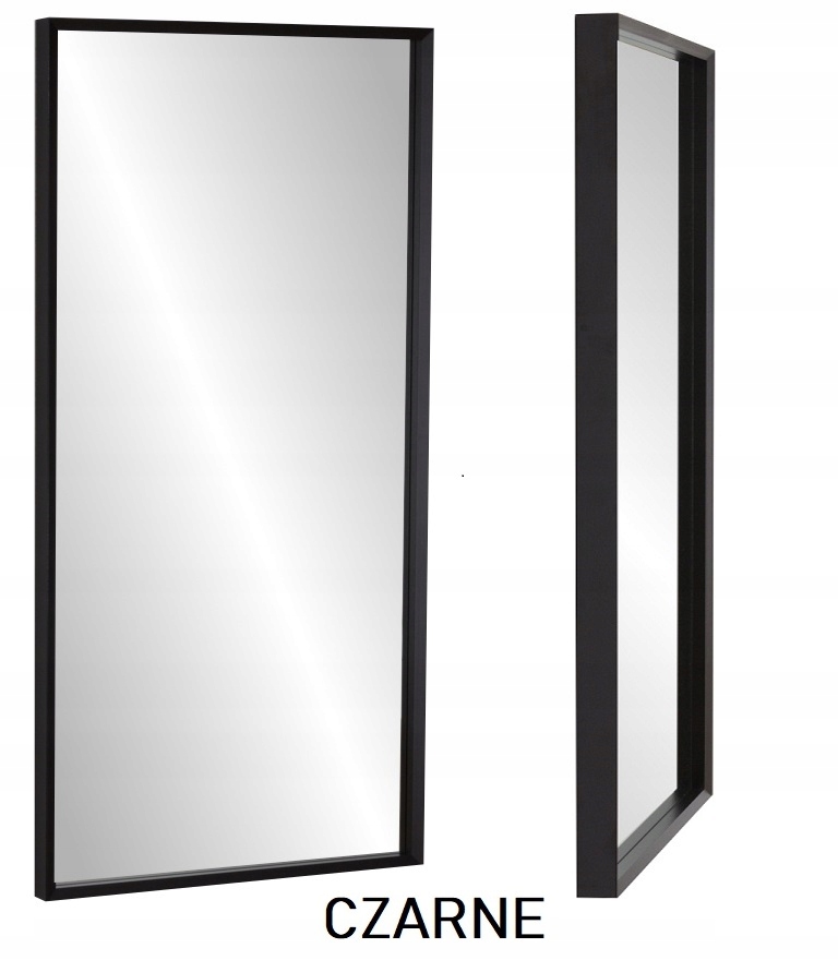NOWOŚĆ Lustro 140x60 wąska KASETONOWA rama CZARNA Kształt prostokąt