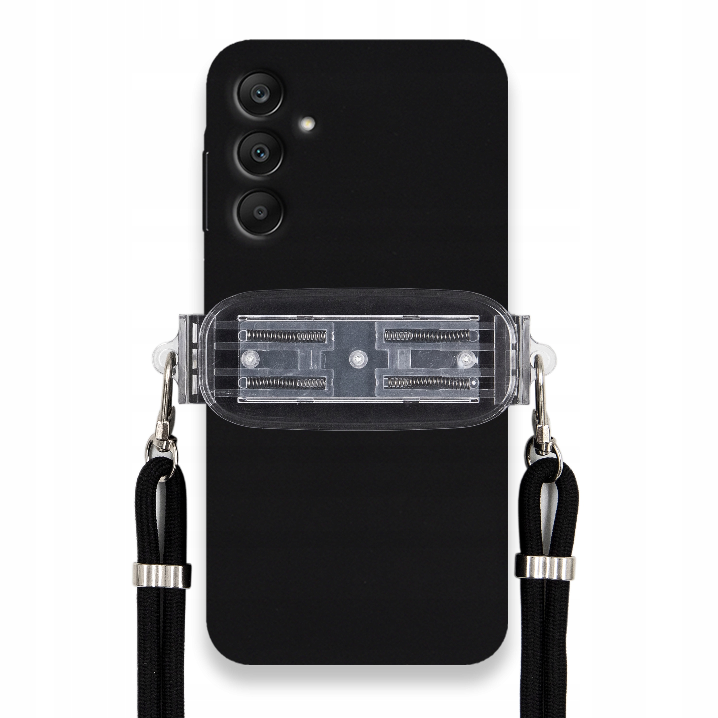 Puzdro Pre Samsung A25 5G Smooth Čierne Puzdro Univerzálny Držiak Čierna Šnúrka