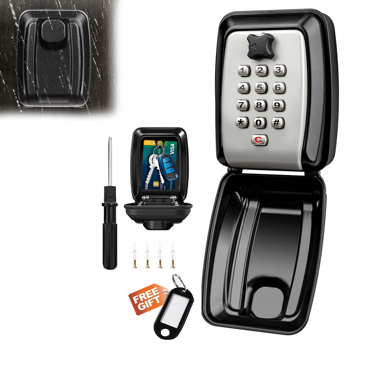 Sejf Na Klucze Zewnętrzny Kasetka Na Szyfr Kod Metalowa Skrytka Skrzynka