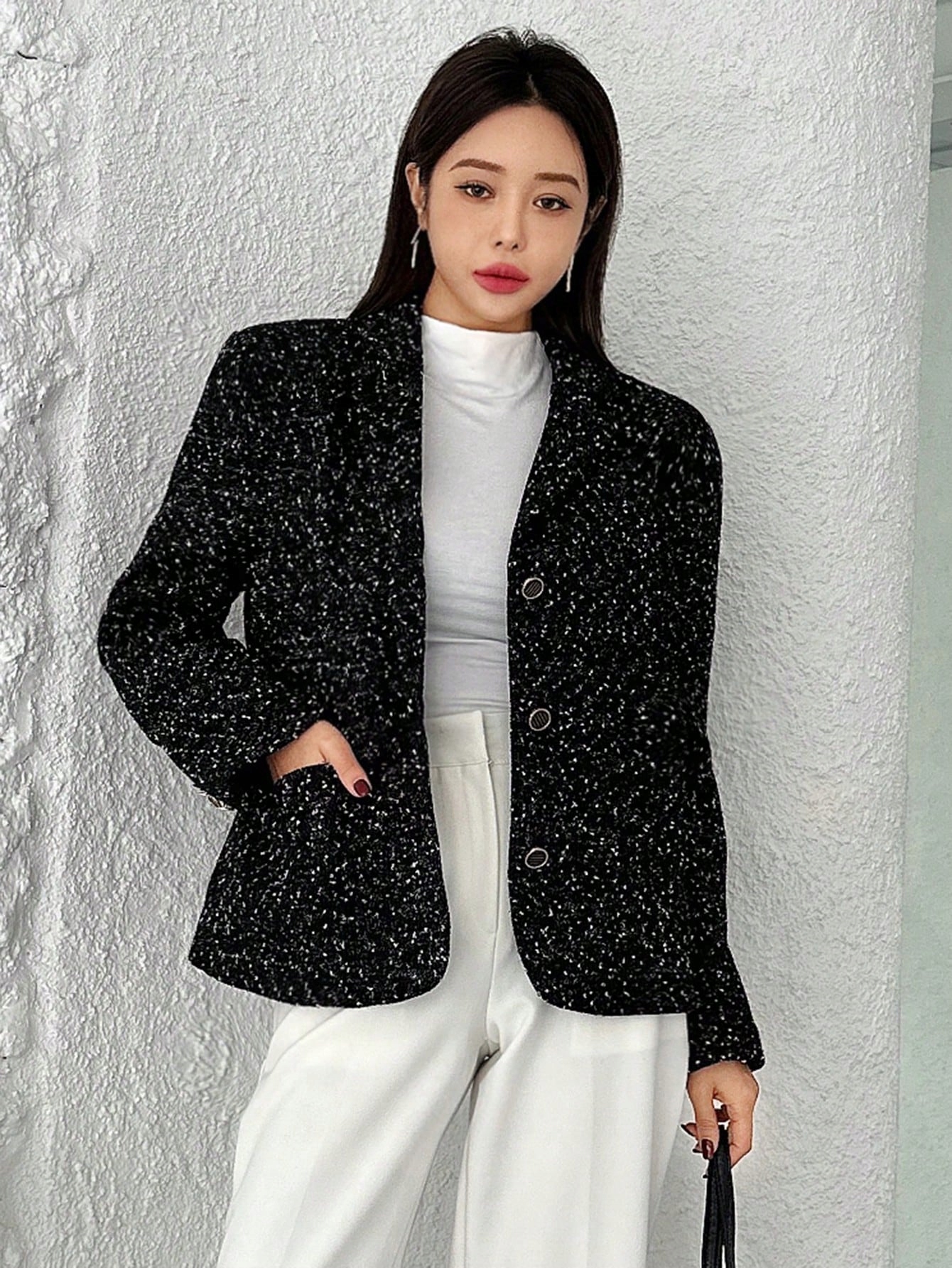 Sako Elegantní Černobílé Shein S 36