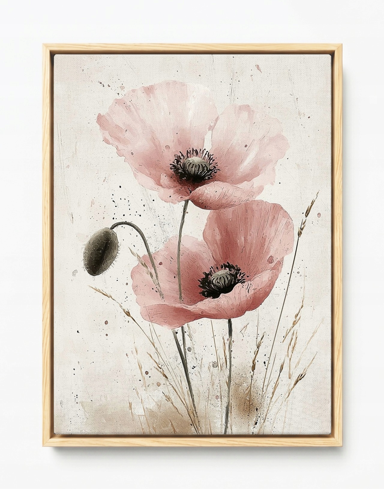 Obraz Rám American Box Akvarela Záhrada Kvety Ružová Mak Scandi Boho 60x80