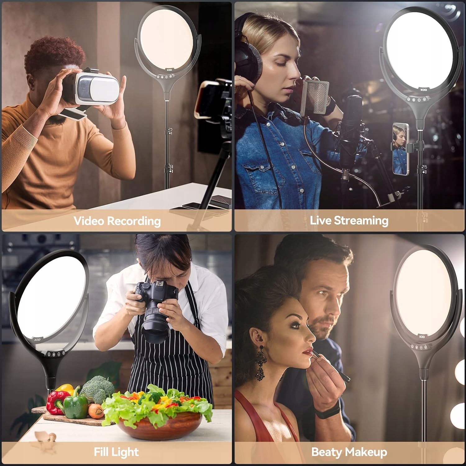 LAMPA PIERŚCIENIOWA USB LED ZE STATYWEM MAKIJAŻ VLOG SIELFIE EAN (GTIN) 736542973204