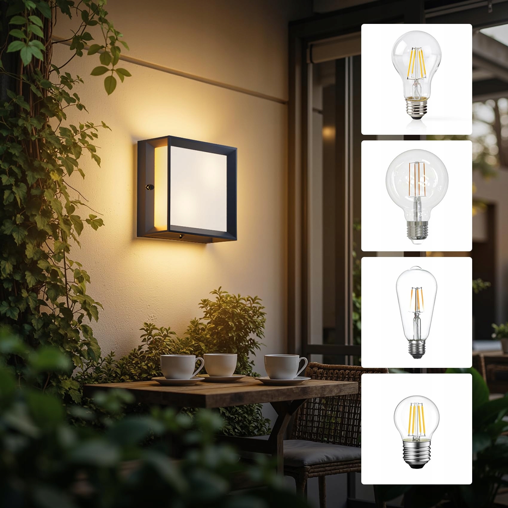 KLIGHTEN Zewnetrzna Lampa Scienna IP65 2x E27 Max 60W Bez Zarowek Anthrazit — miniatura 3