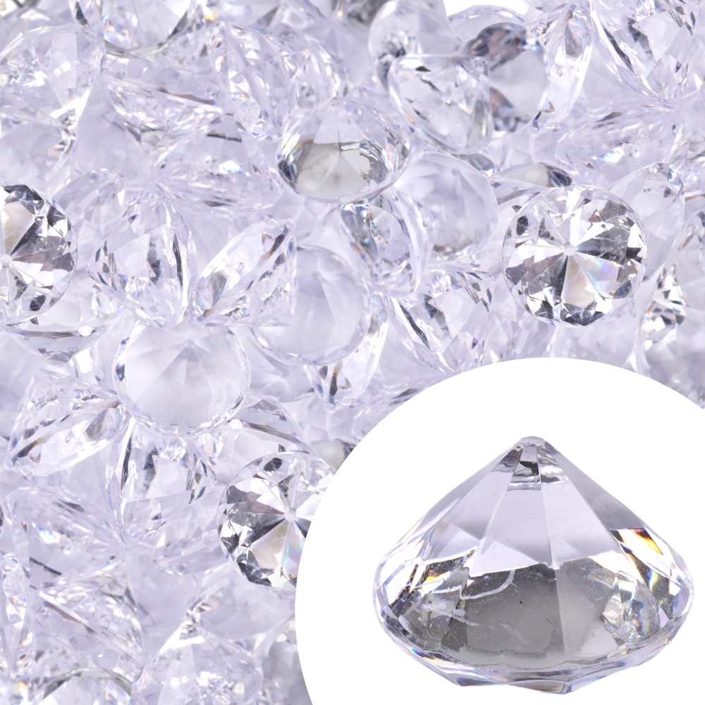 Diamenty Akrylowe 2,5cm Bezbarwne Duże Kamyki Do Wazonu Wody Dekoracji 200g