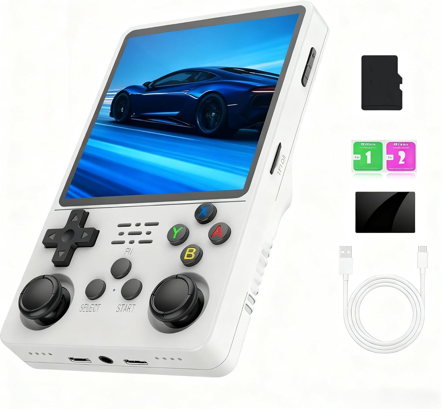 R36S Přenosná Retro Herní Konzole 3.5 Ips Bílá Sada 32 Gb 128 Gb