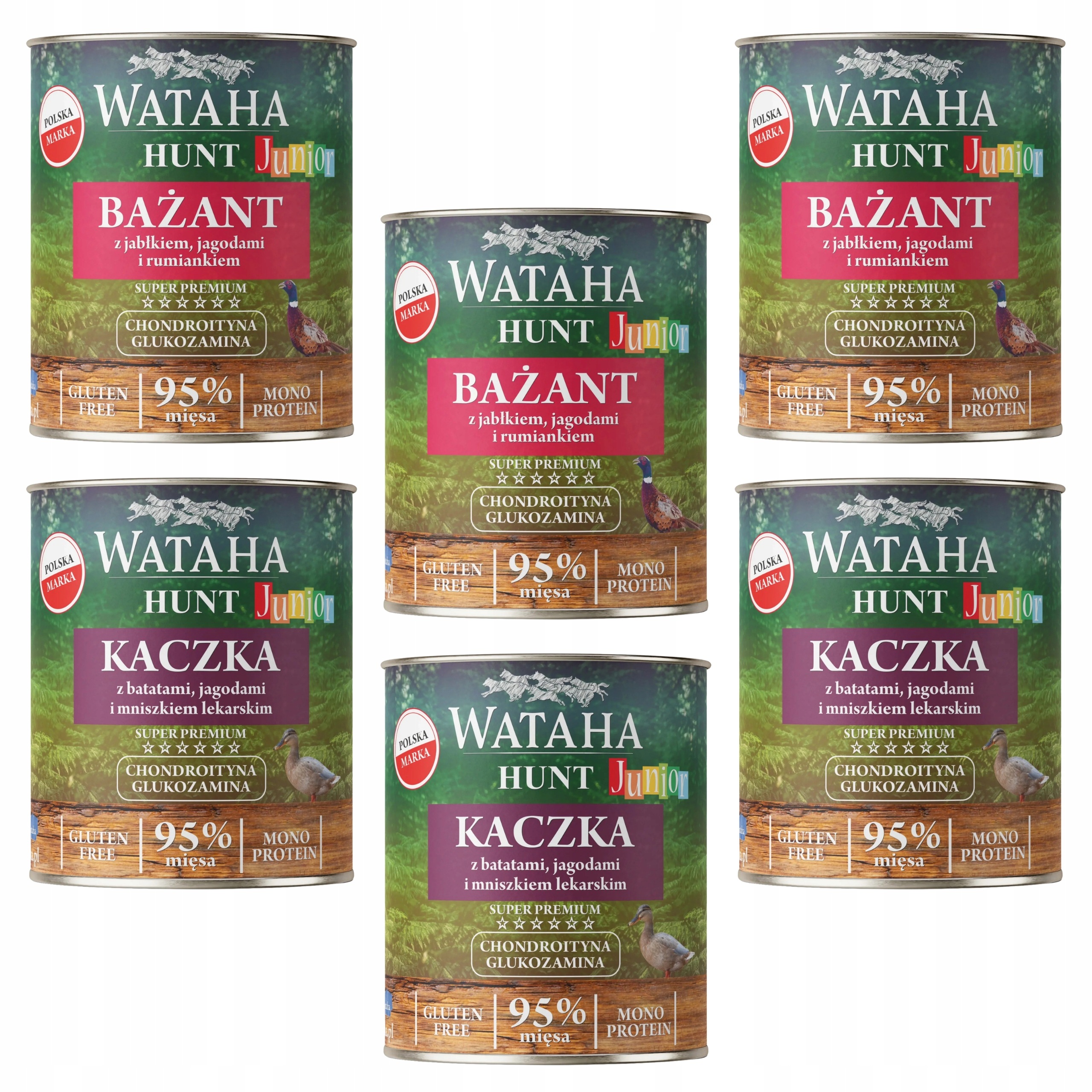 Krmivo mokré pro štěňata Wataha Hunt Junior mix chutí 6 x 800 g bez obilovin