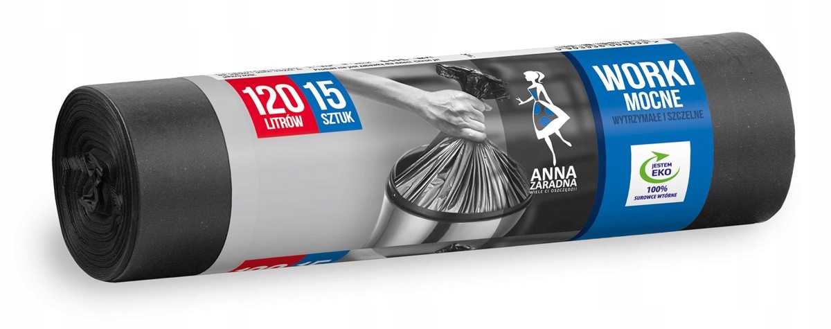 

Worki Na Śmieci Mocne Anna Zaradna 120L 15szt