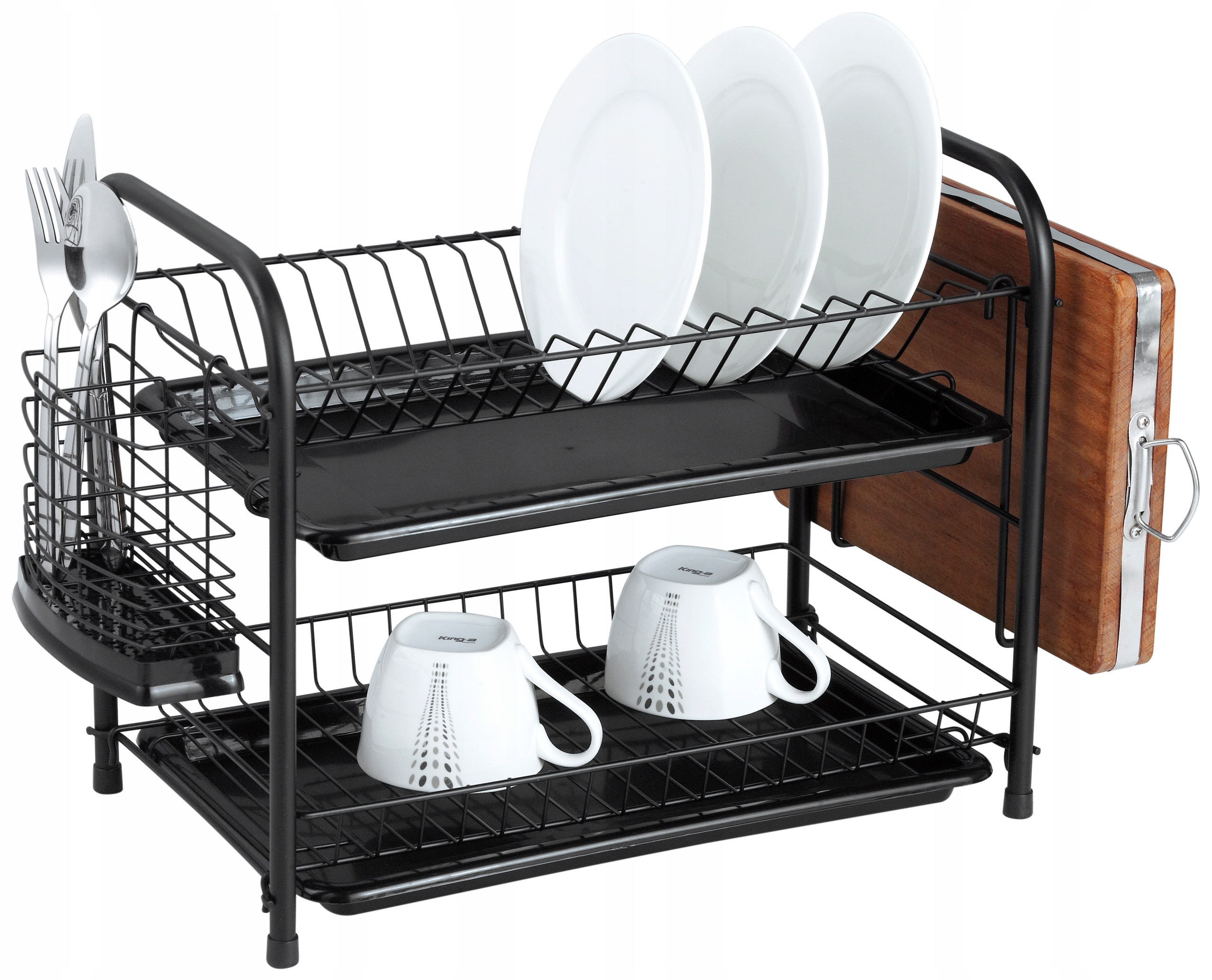 SUSZARKA DO NACZYŃ STOJĄCA OCIEKACZ Z TACKĄ CZARNA DWUPOZIOMOWA WZ1 Wysokość produktu 34 cm