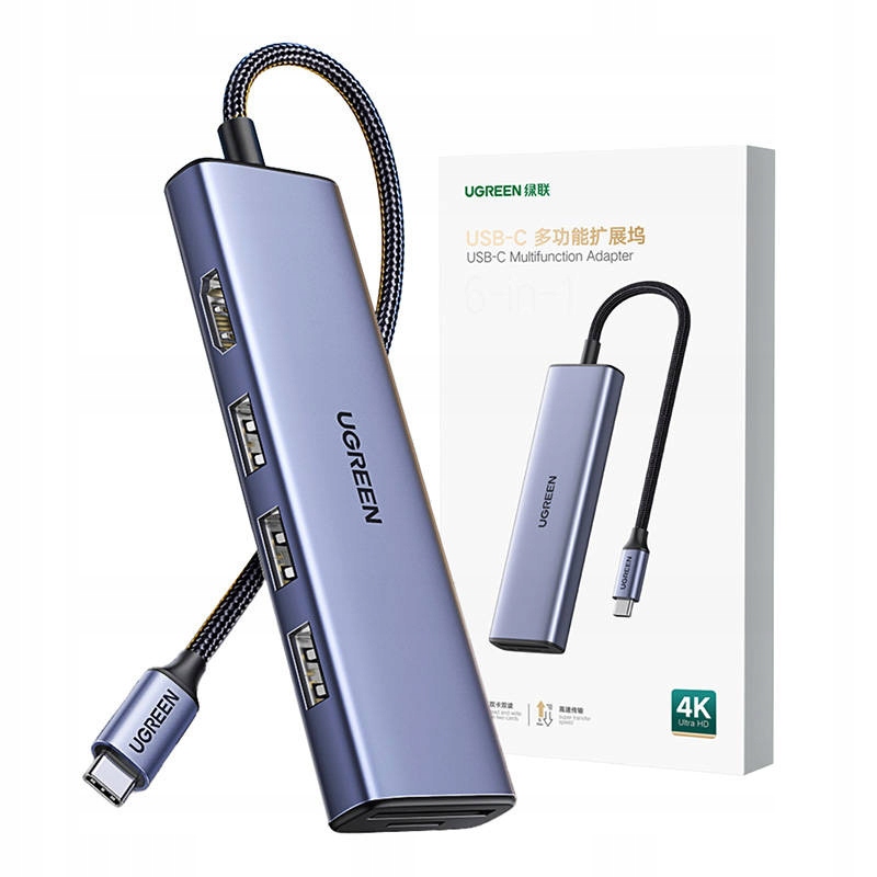 Usb-c 6-PORTOVÝ Hdmi Hub 3X Usb-a Sd/tf Pro Notebook Ugreen