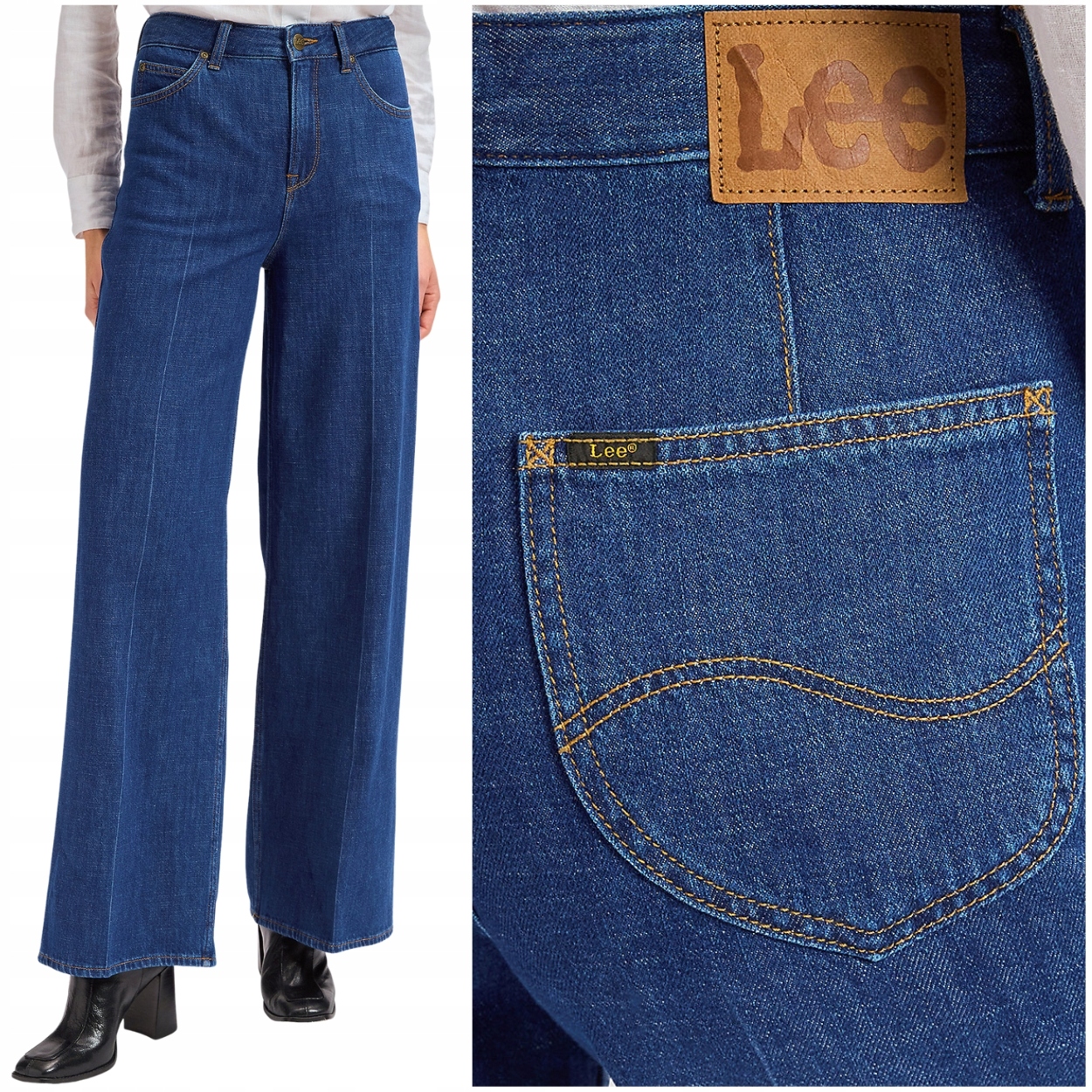 Lee Stella A Line vysoké široké dámské džínové kalhoty palazzo W30 L31