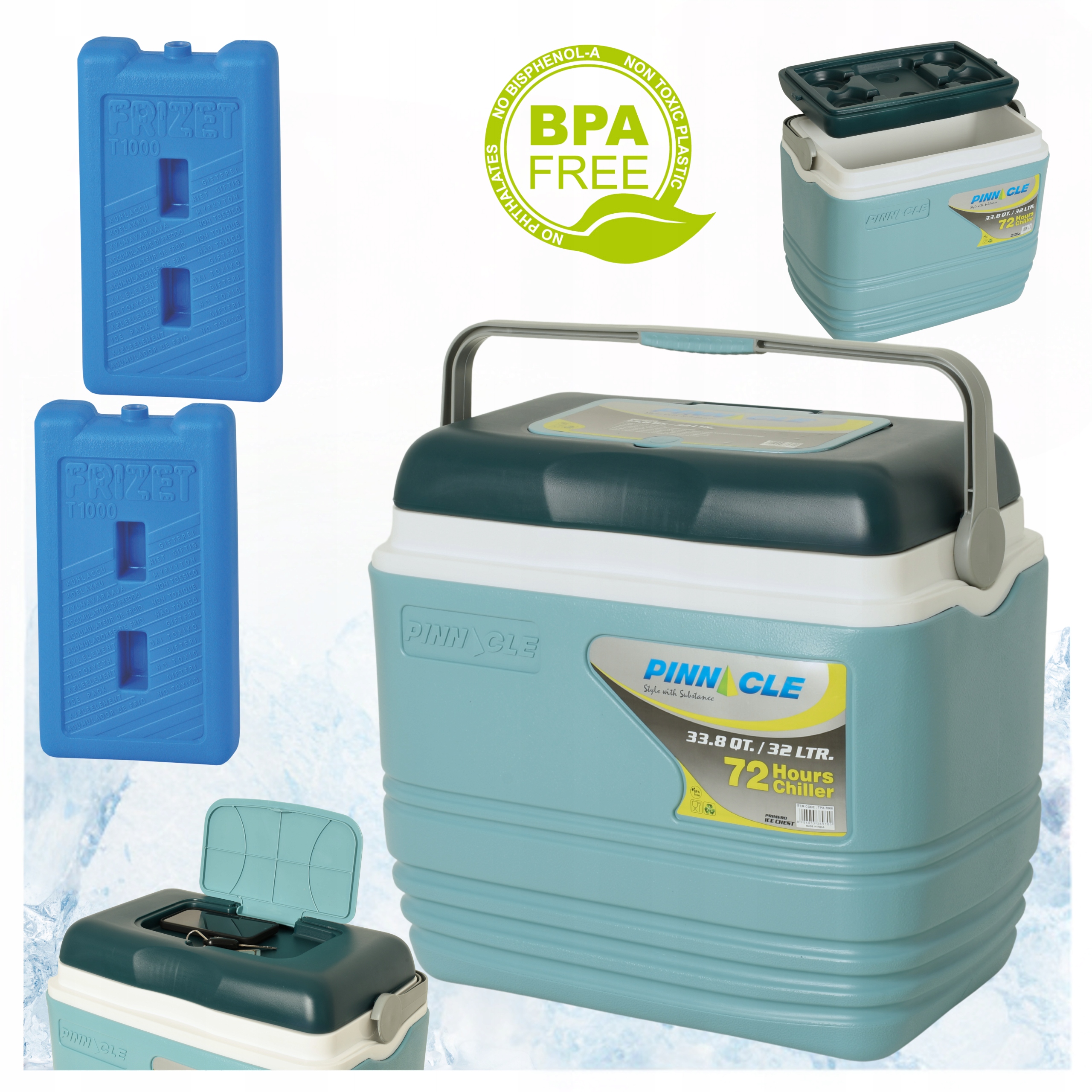 Turistická lednička na náplně Pinnacle TPX7000 32L Modrá 2 náplně 1L