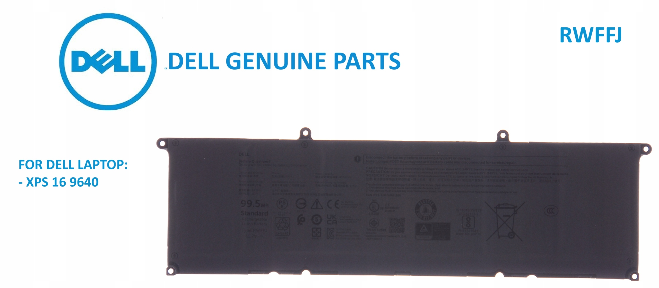 Originálna batéria Dell Rwffj Xps 16 9640 99.5Wh Dell Xps 16 9640