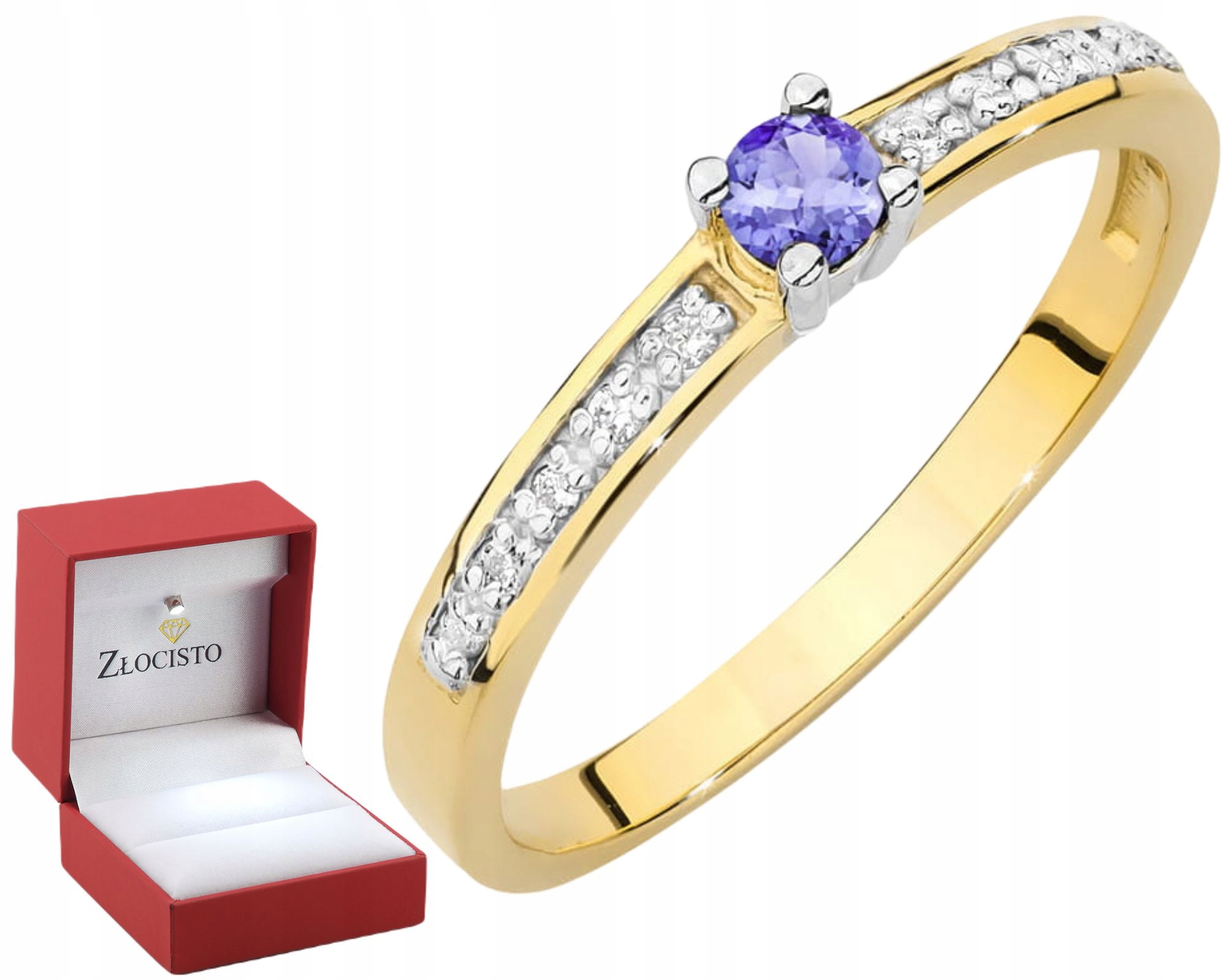 Zlatý Prstýnek S Tanzanitem A Brilianty, Zlato 585 14K Jako Dárek, Gravírování