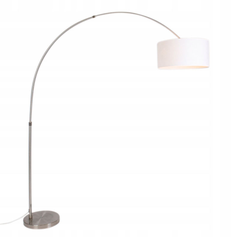 Lampa łukowa stalowy abażur z tkaniny biały 50/50/25 regulowany XXL
