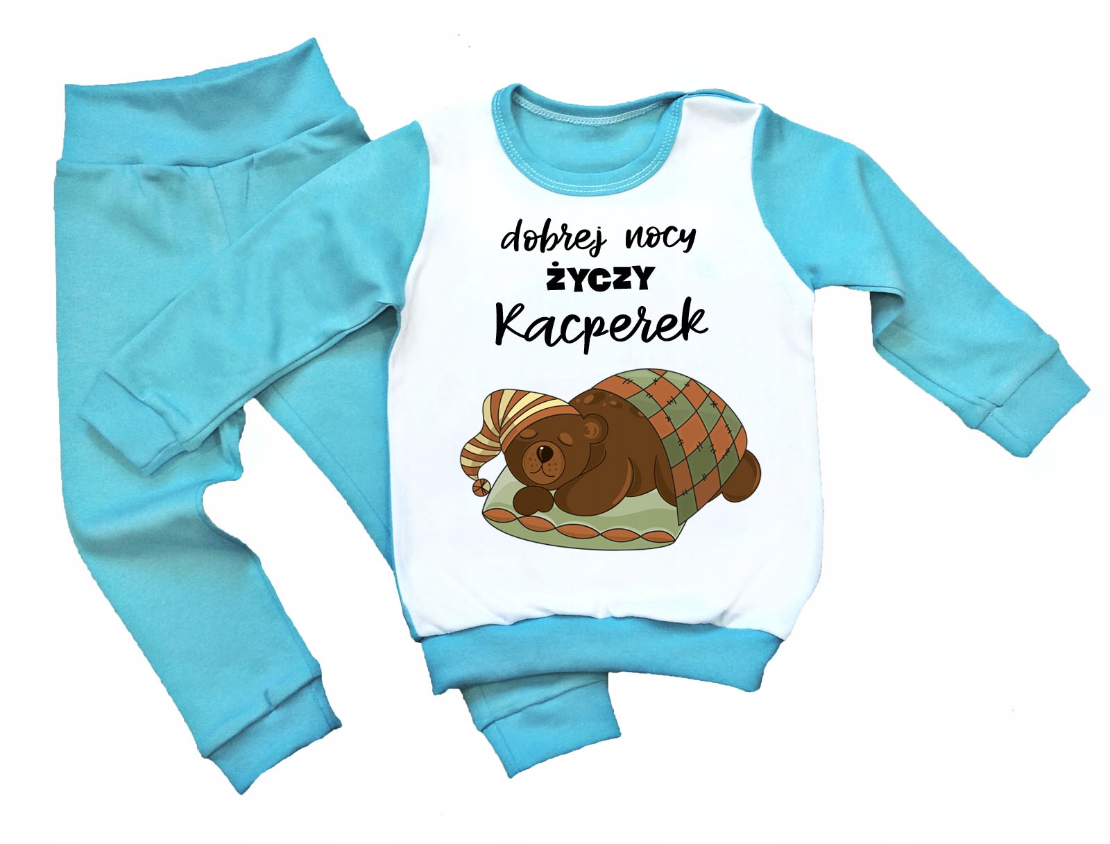 

Piżamka dziecięca Śpiący Miś z imieniem chłopca