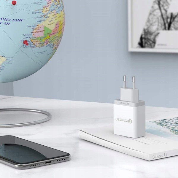 UGREEN SZYBKA ŁADOWARKA SIECIOWA PRZEWODOWA QC 3.0 18W 3A USB Prąd wyjściowy 3000 mA