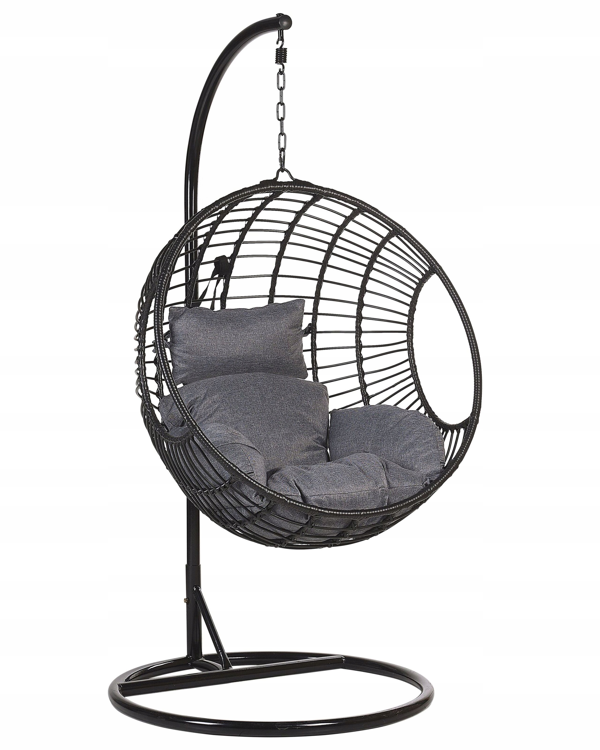Fotel wiszący bujany rattan stelaż czarny