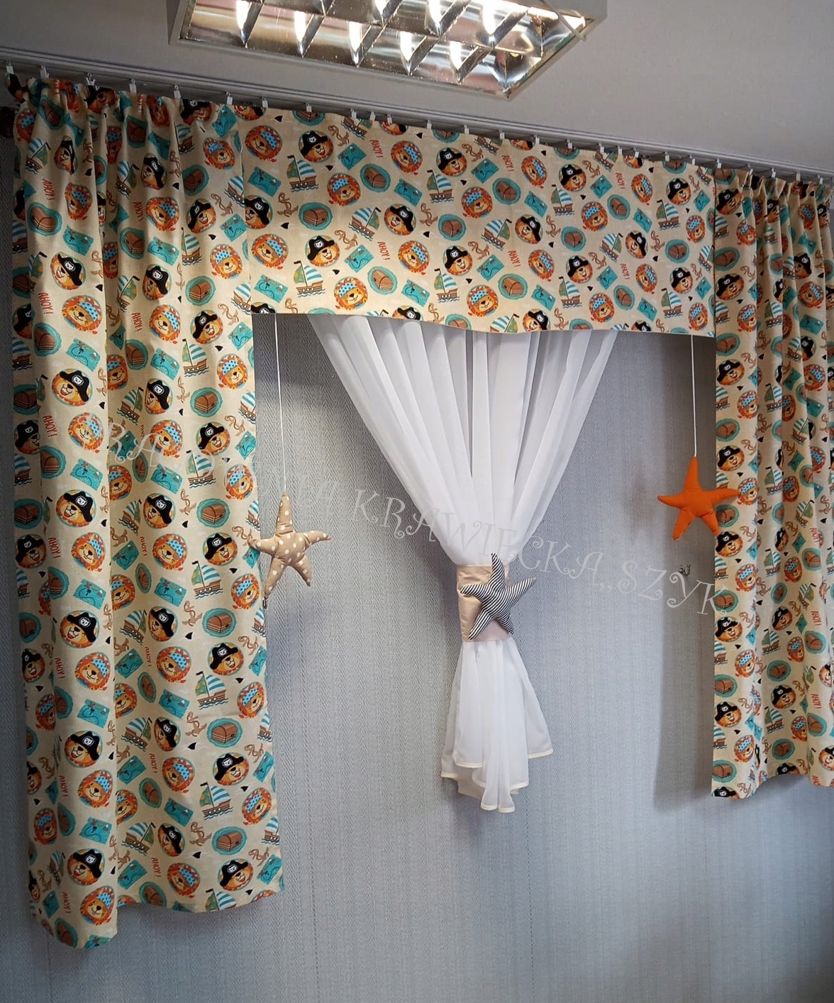 ZASŁONKI PANEL FIRANKA PIRACI POKÓJ DZIECKA WYPRZEDAŻ