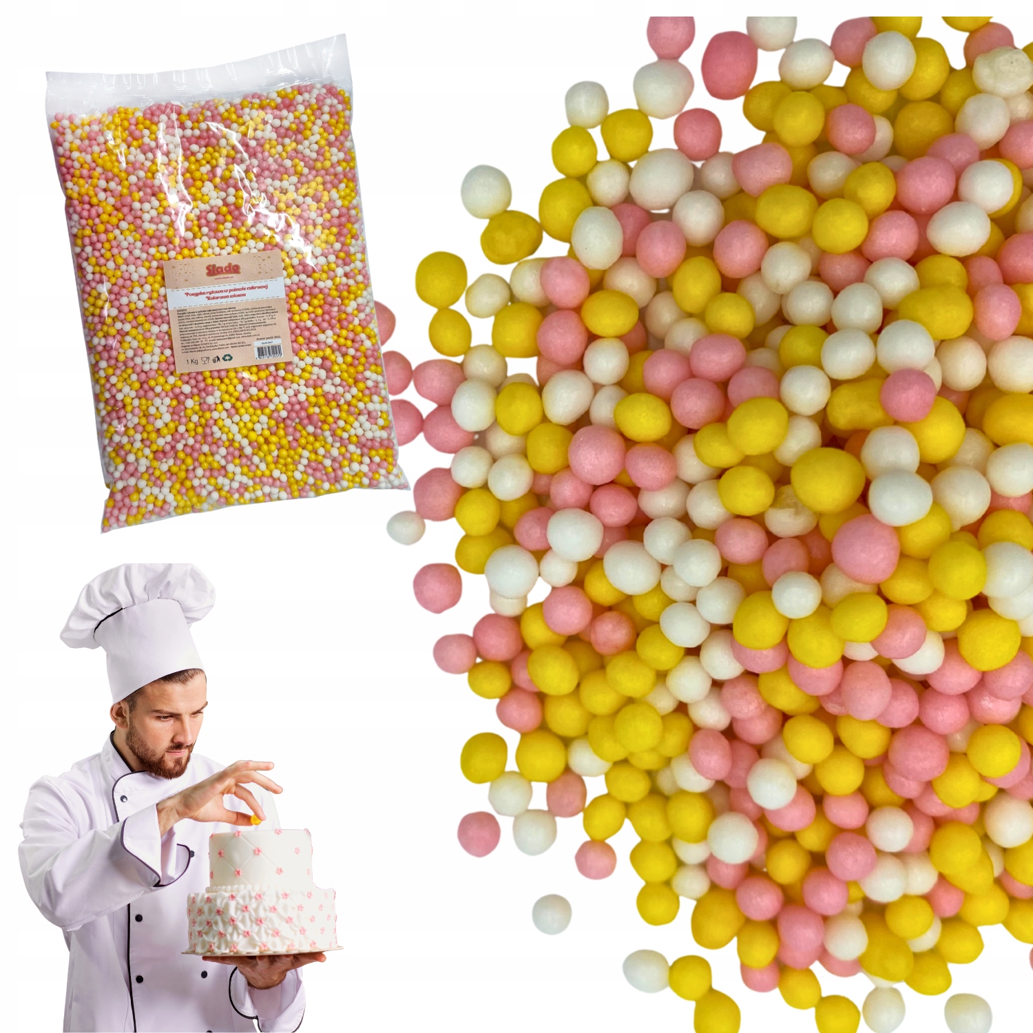 Posypka ryżowa Kolorowa Wiosna 1 Kg w polewie cukrowej dekoracja na tort