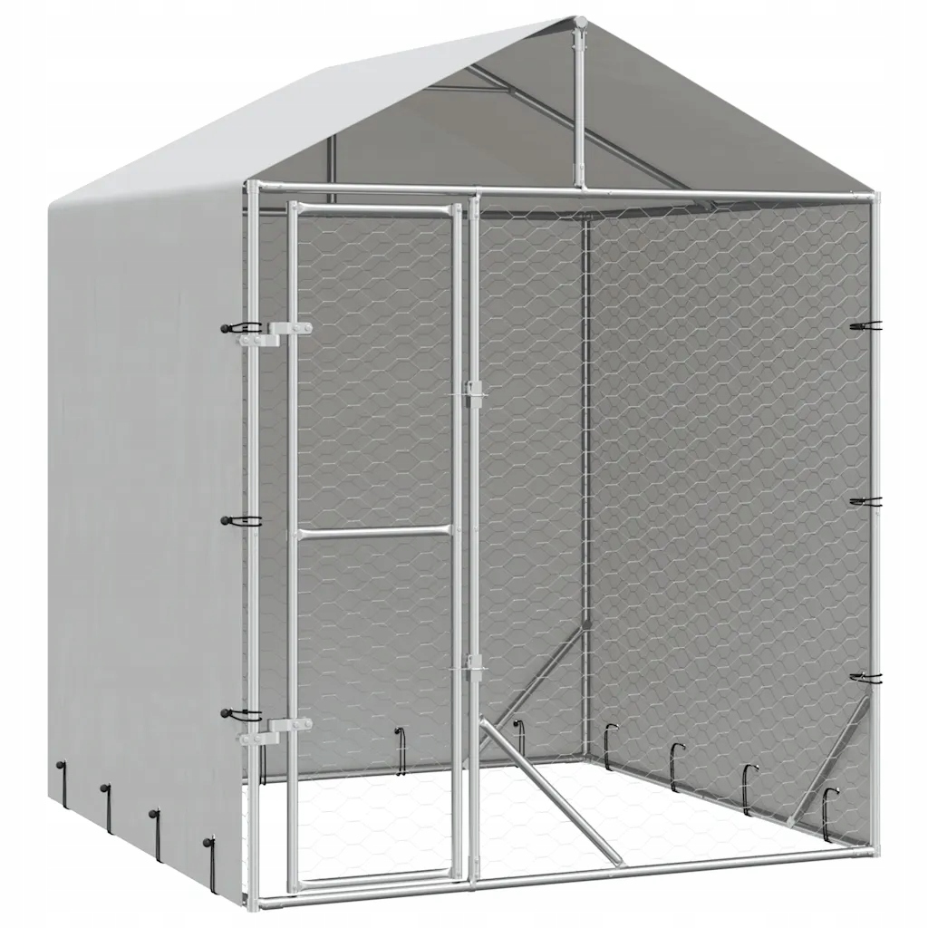 Klec kotec pro zvířata 2x2x2,5 m, stříbrná, ocel, Pe