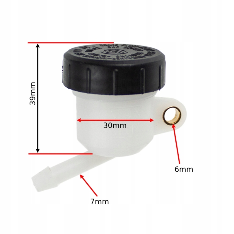 Zbiorniczek płynu hamulcowego średnica 30mm wysokość 39mm DOT4 Motocykl