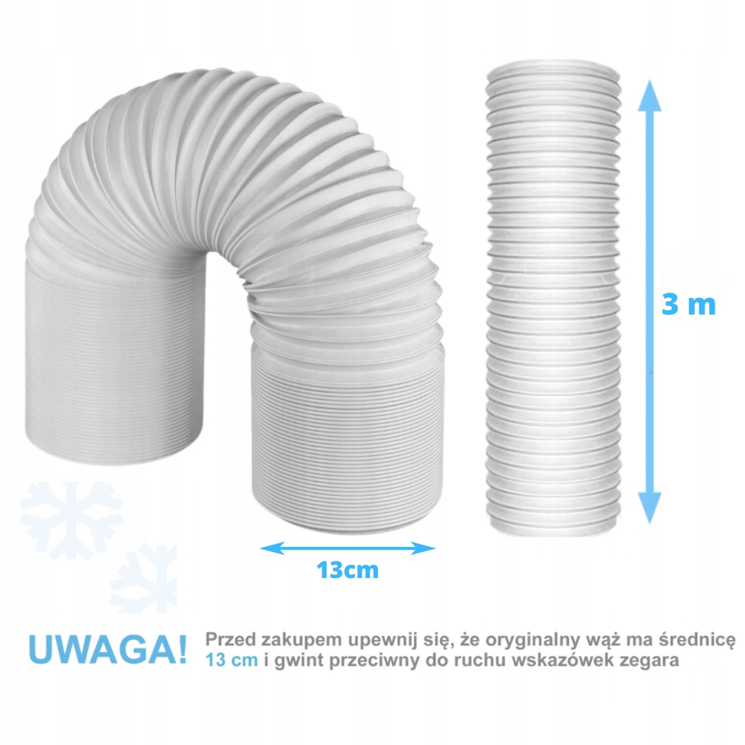 RURA 13cm 3m DO KLIMATYZATORA PRZENOŚNEGO BIAŁA Kod producenta 7r RURA PRZEDŁUŻKA KLIMATYZATORA 13cm 3m
