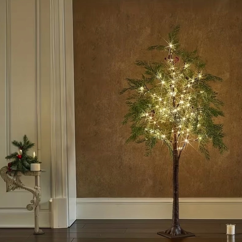Lampa Nočná lampa Led strom Cédrová s jarabinou na Vianoce 1,5 m
