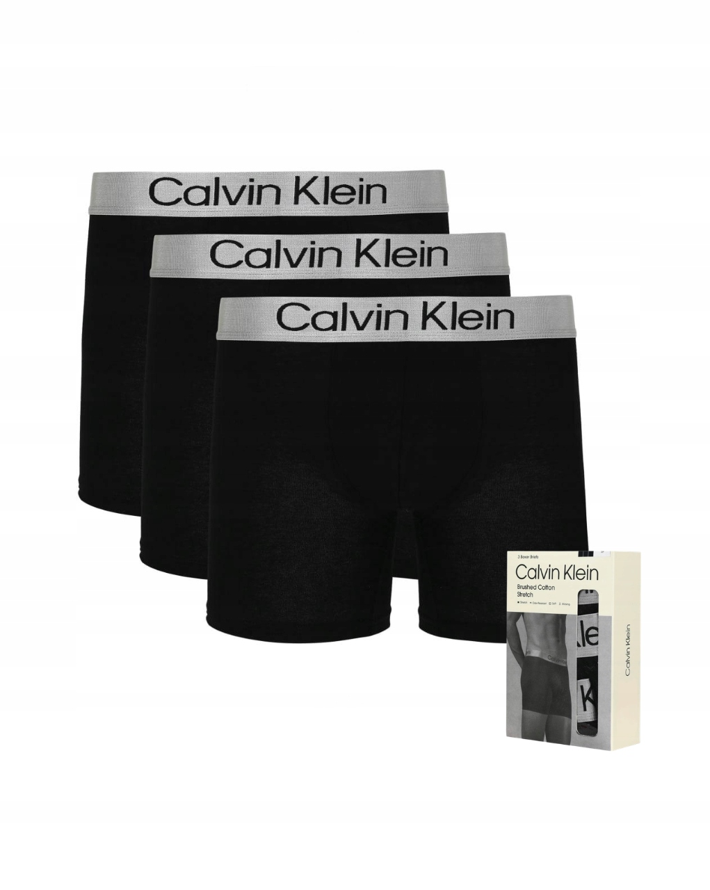 Calvin Klein Brushed Cotton Spodní Prádlo Boxerky (3 Páry) černé vel. L