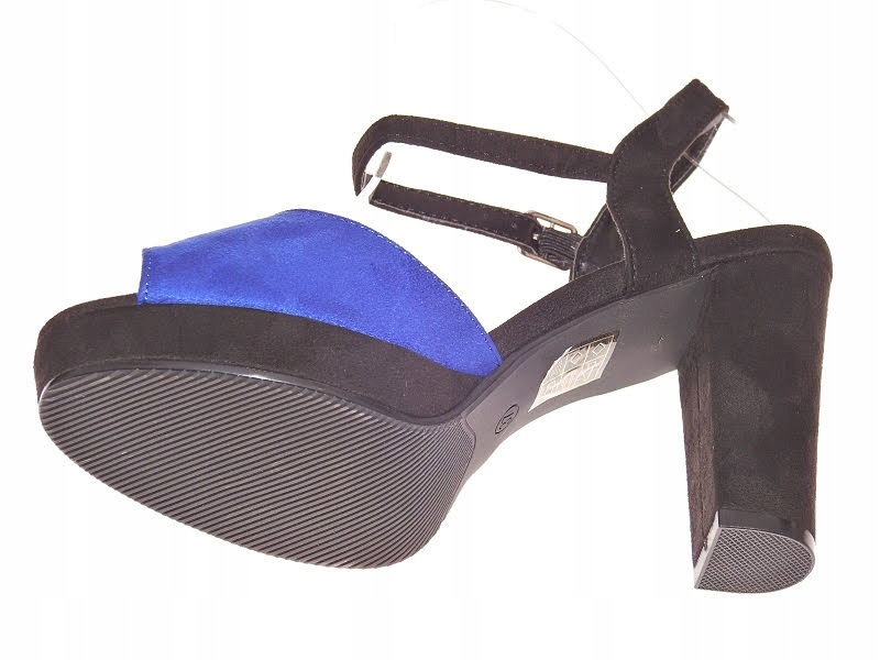 ZAMSZOWE SANDAŁY NA SŁUPKU Blue/blk r.38 Rozmiar 38