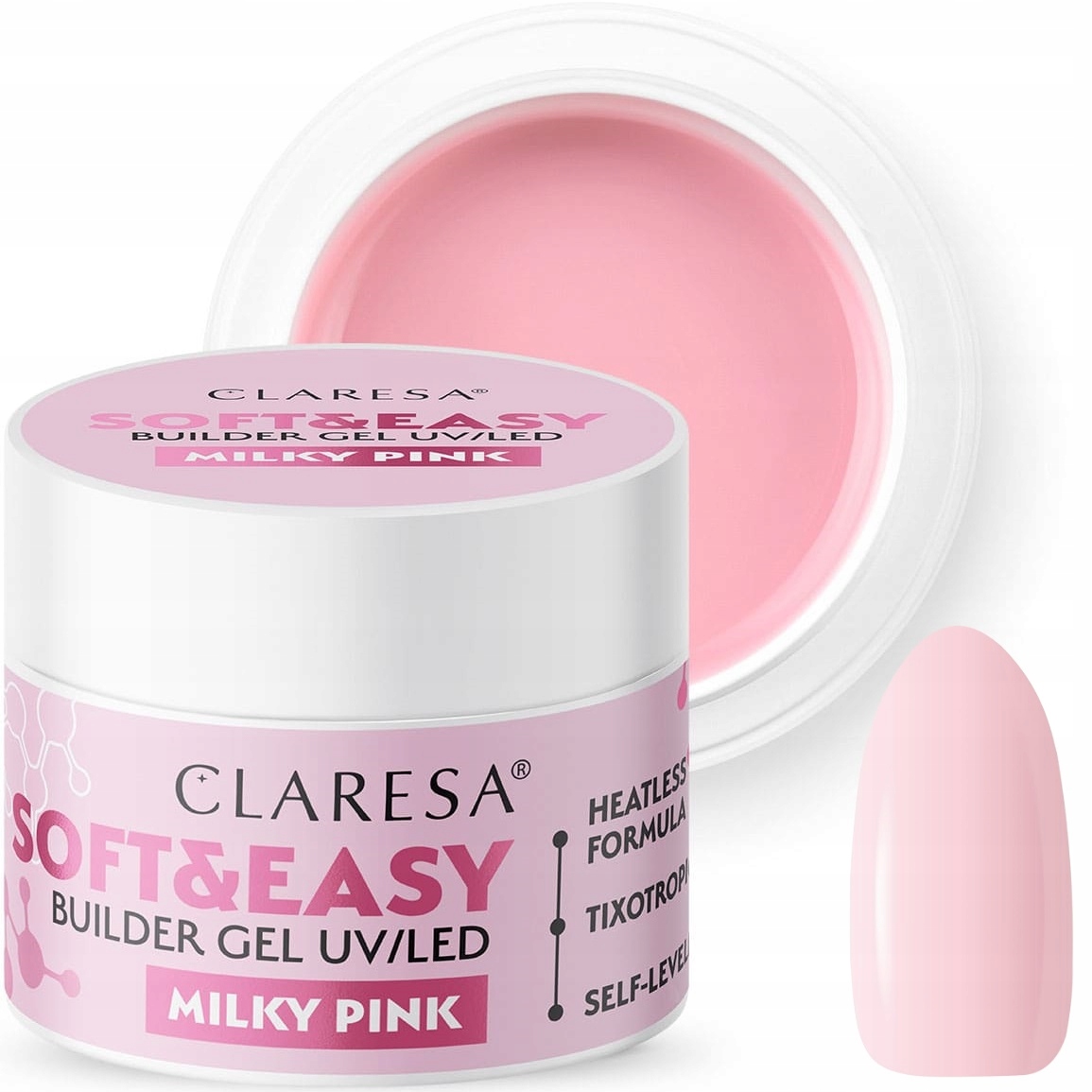 Claresa Soft Easy Builder Gel Stavební Gel Milky Pink Jemná růžová 90 g