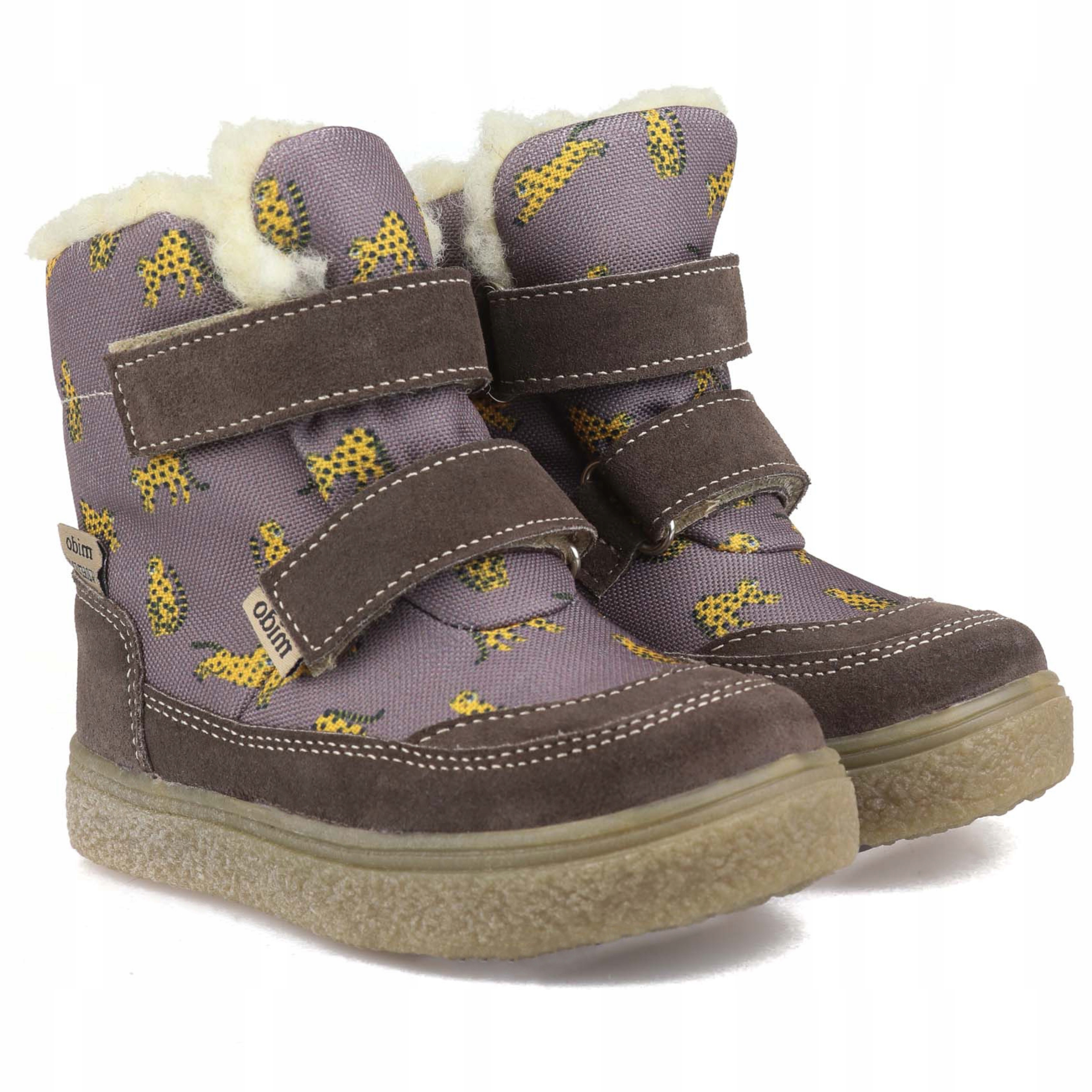 Mido 42-40 Buty Zimowe Skórzane Ocieplane Wodoodporne Brązowe Leopard R 32