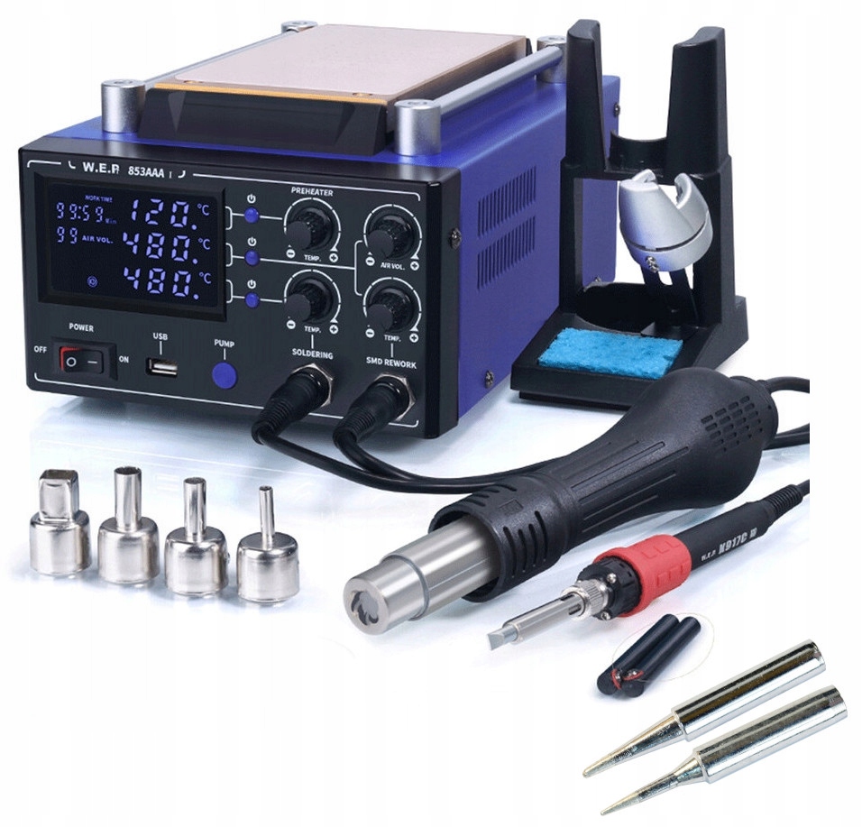 Stacja lutownicza Wep 853AAA-I 3w1 +groty