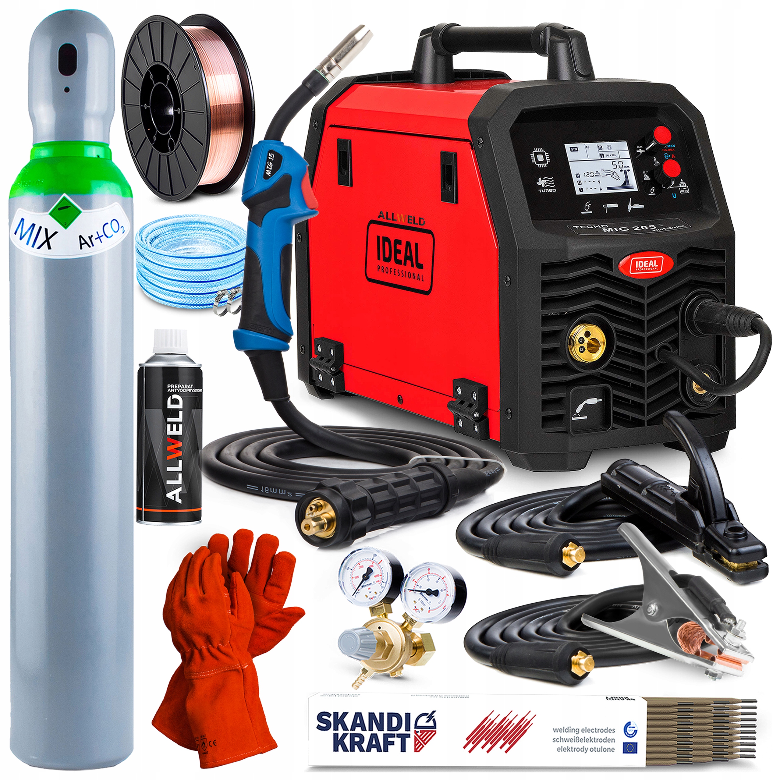 Poloautomatický Svařovací Stroj Ideal Tecnomig 205 LCD V2 Synergie Mig Mma Tig 200A