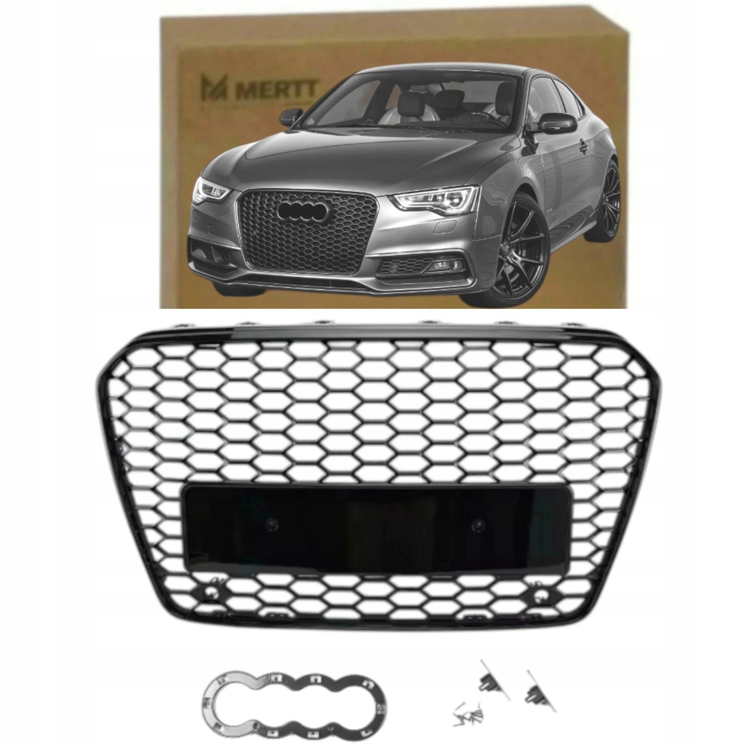 Gril Atrapa Přední Audi A5 8T 2011-2016 Rs Look Černý Medová Plástev