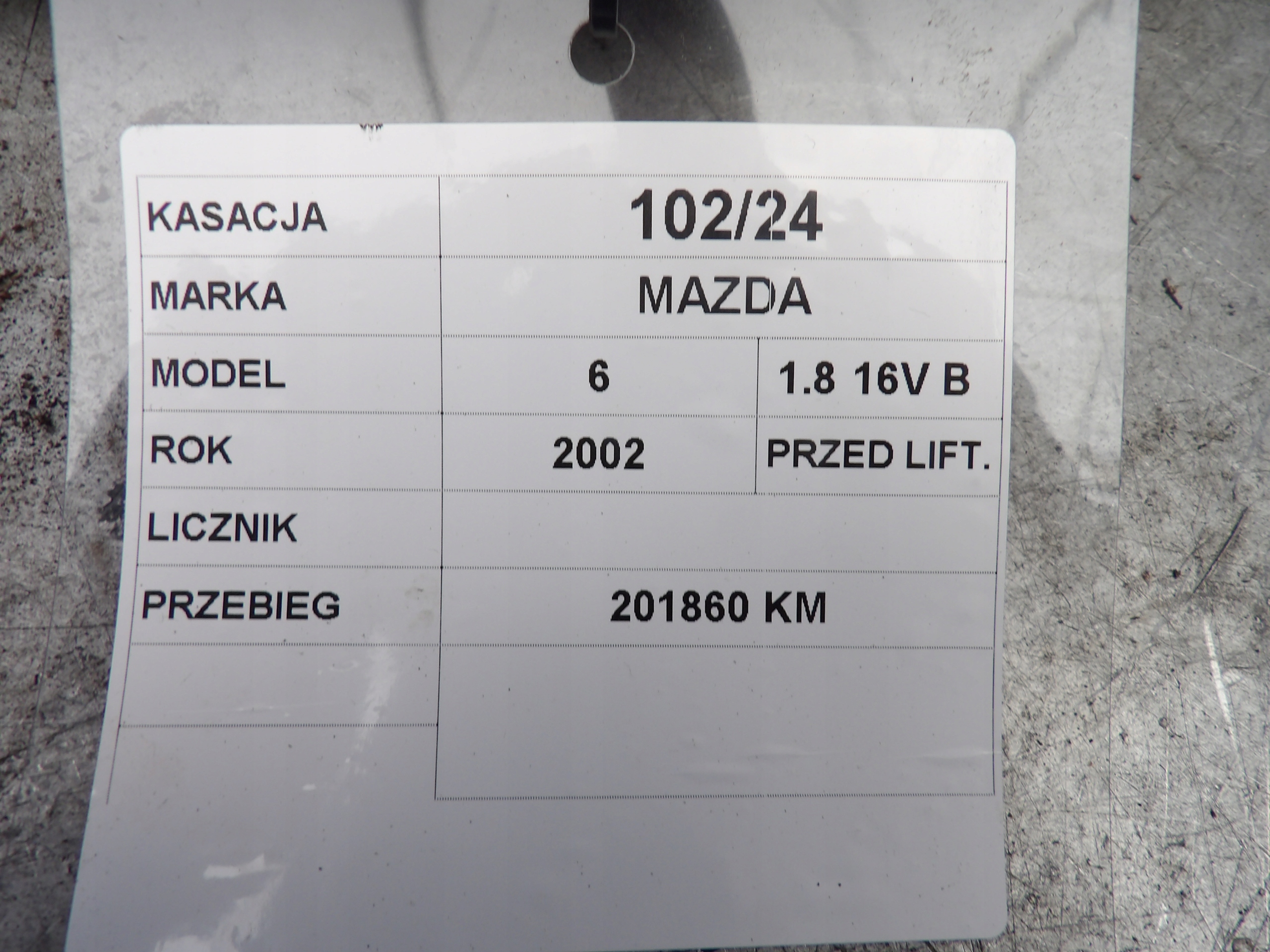 Mazda 6 dials JEGJ6RA JE-GJ6R-A