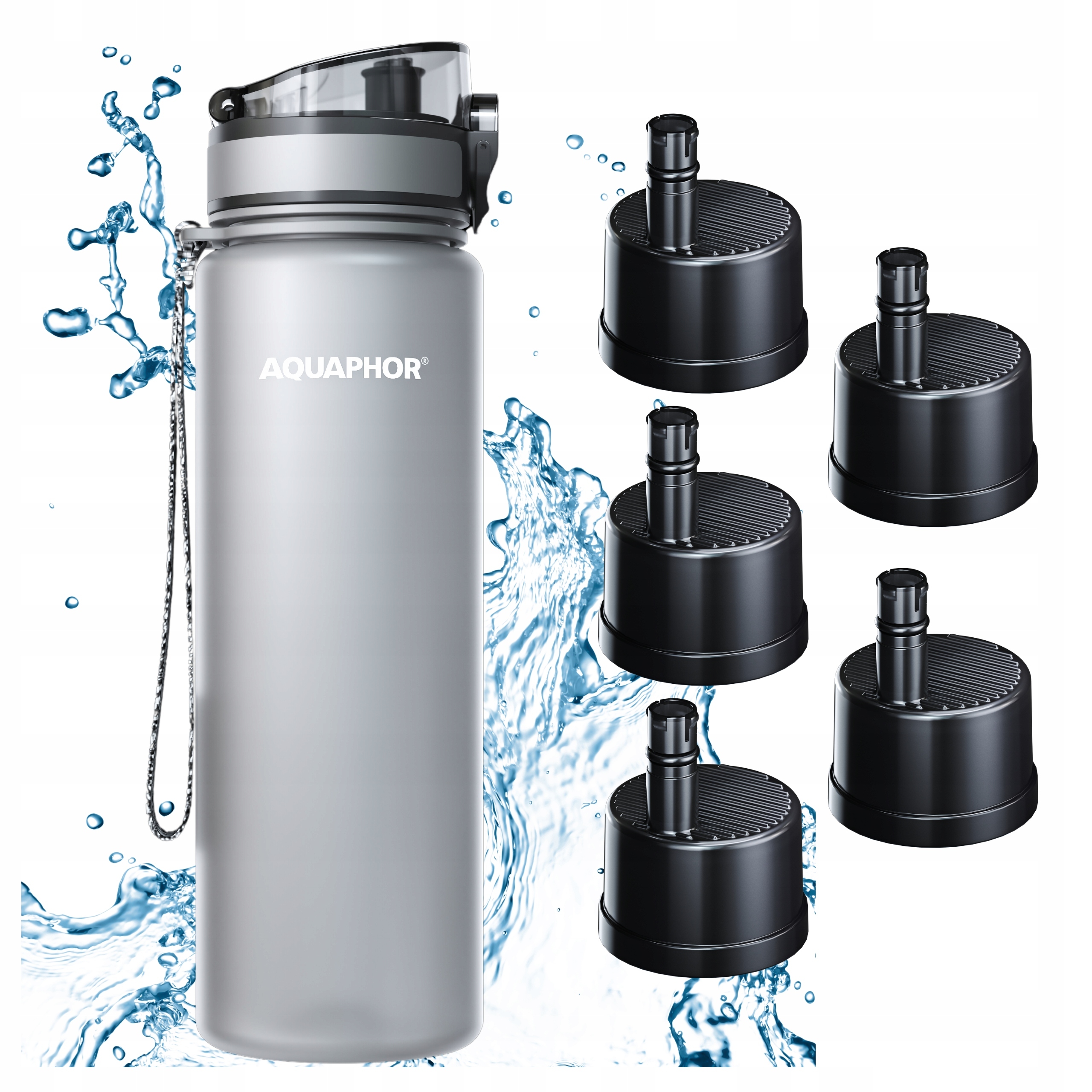 Filtrační láhev Filtr Lahev Na Pití Aquaphor City 800 ml Šedá 5 náplní