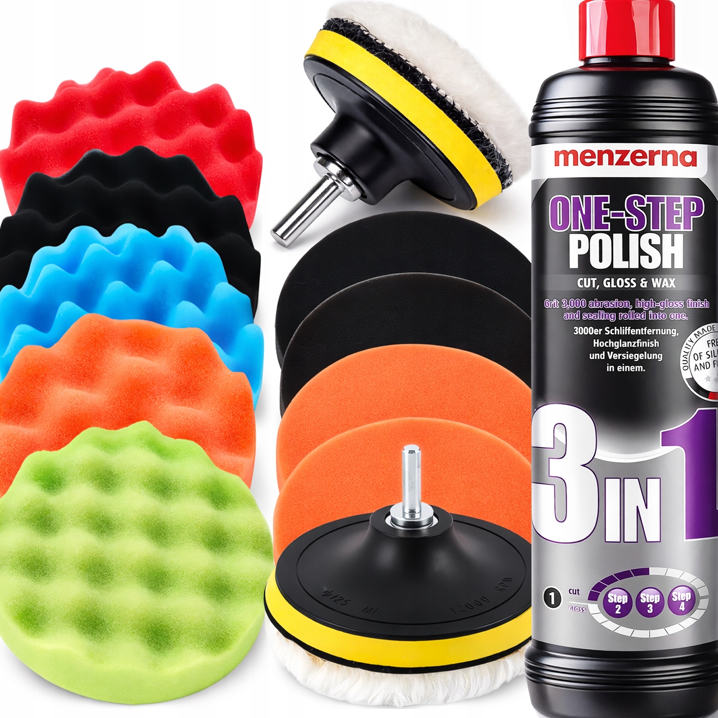 Zestaw Do Polerowania Lakieru One Step Menzerna Adapter Gąbki Polerskie