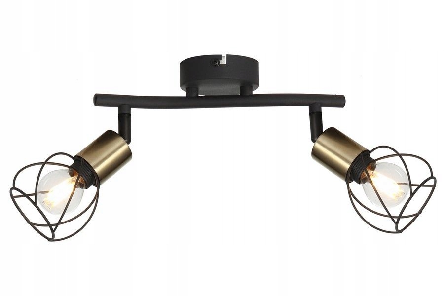 Loftová lampa s dvěma reflektory Mahavi, drátěnými stínítky