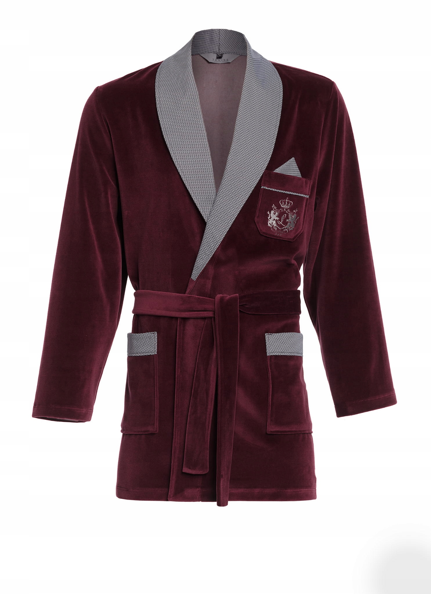 Elegantní pánská bonžurka krátký župan /RE-111 Bordová 4XL