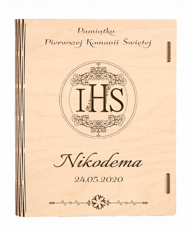 

Drewniane pudełko na zdjęcia 10x15 I Komunia Św.