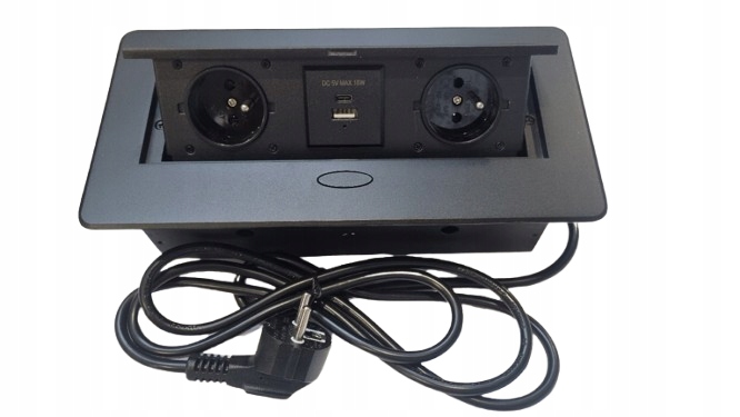 Zásuvka/modul/zapuštěný box Oval nábytkový port 2GNIAZDA+2USB, barva černá