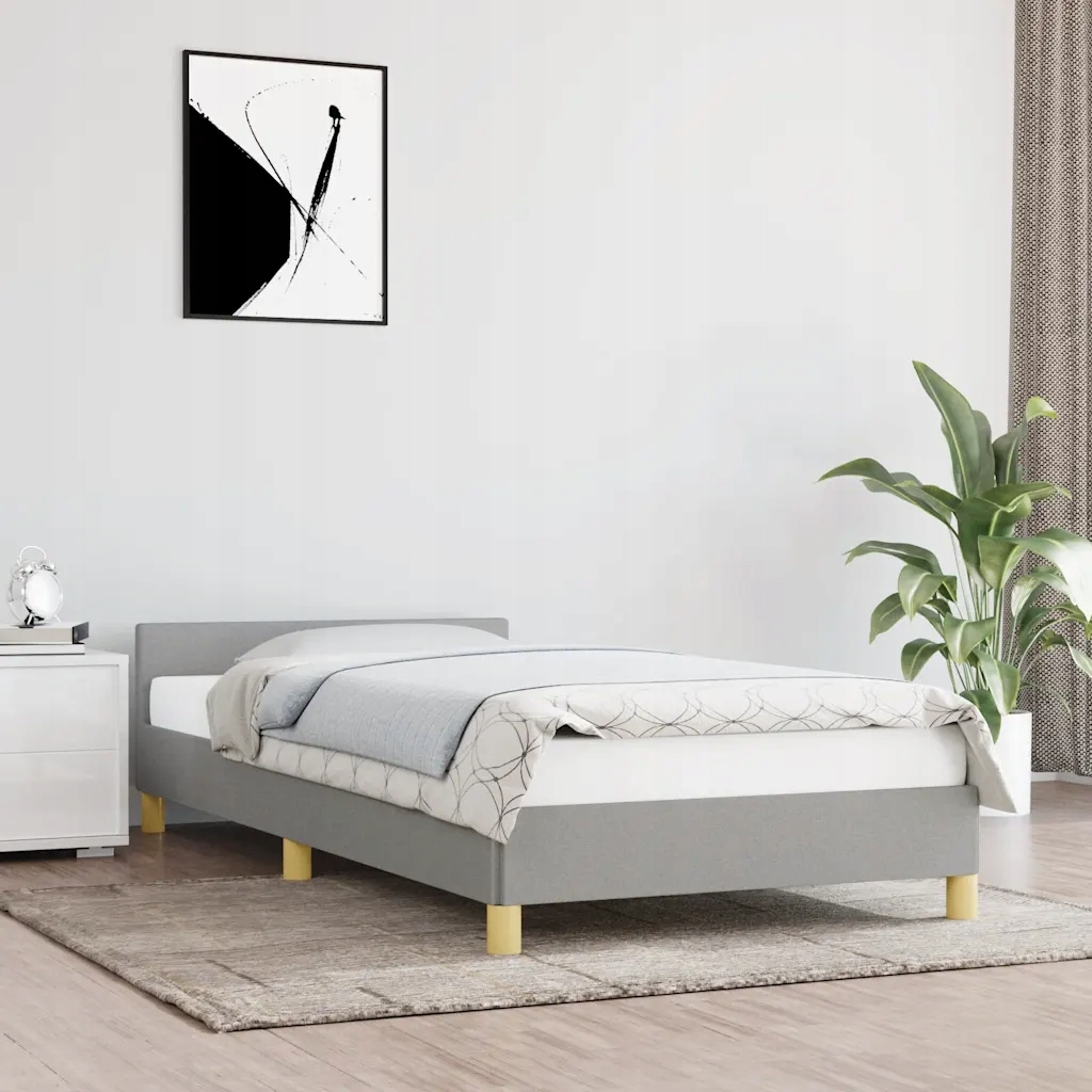Rám postele bez matrace světle šedá 80 x 200 cm textil Šedá 347367