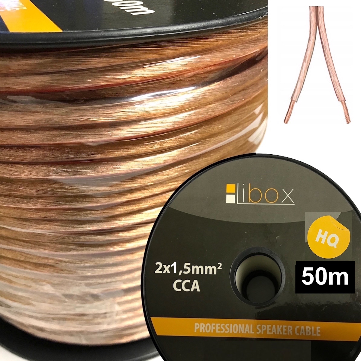 

Kabel Przewód Głośnikowy 2x1,5mm Cca Hq 50m