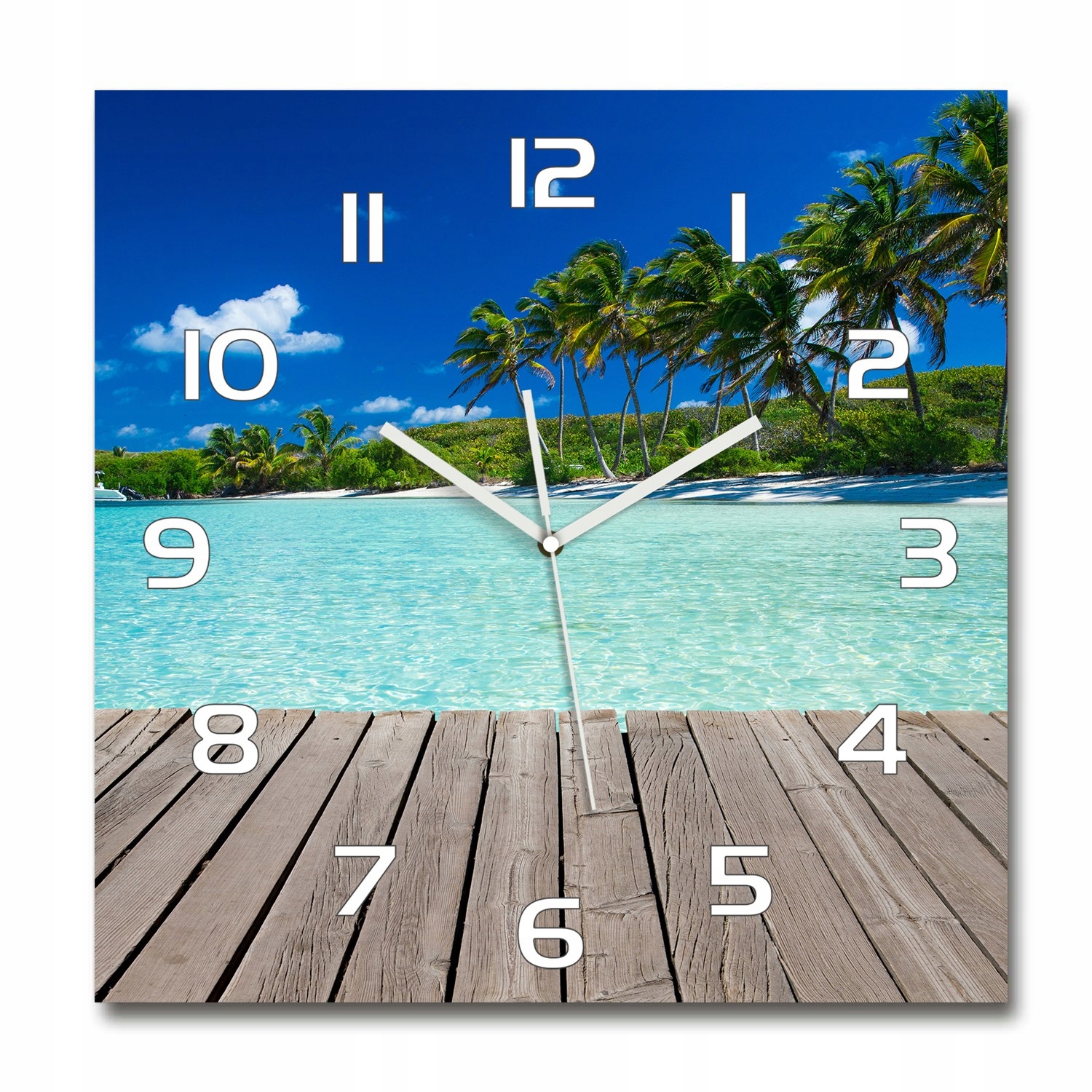 

Duży szklany zegar ścienny Tropikalna plaża 60x60