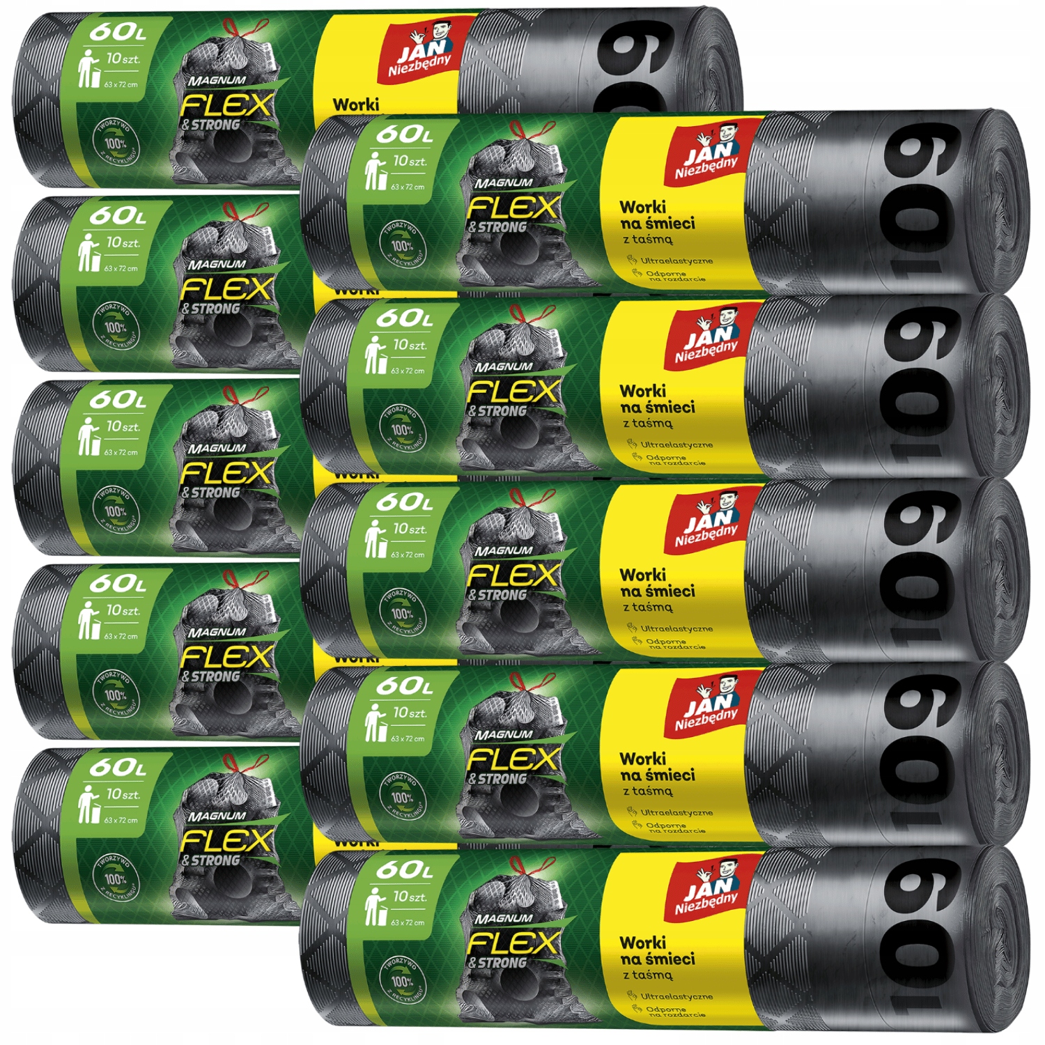 Levně Jan Niezbędny Pytle Na Odpadky 60LX100 Páska Magnum
