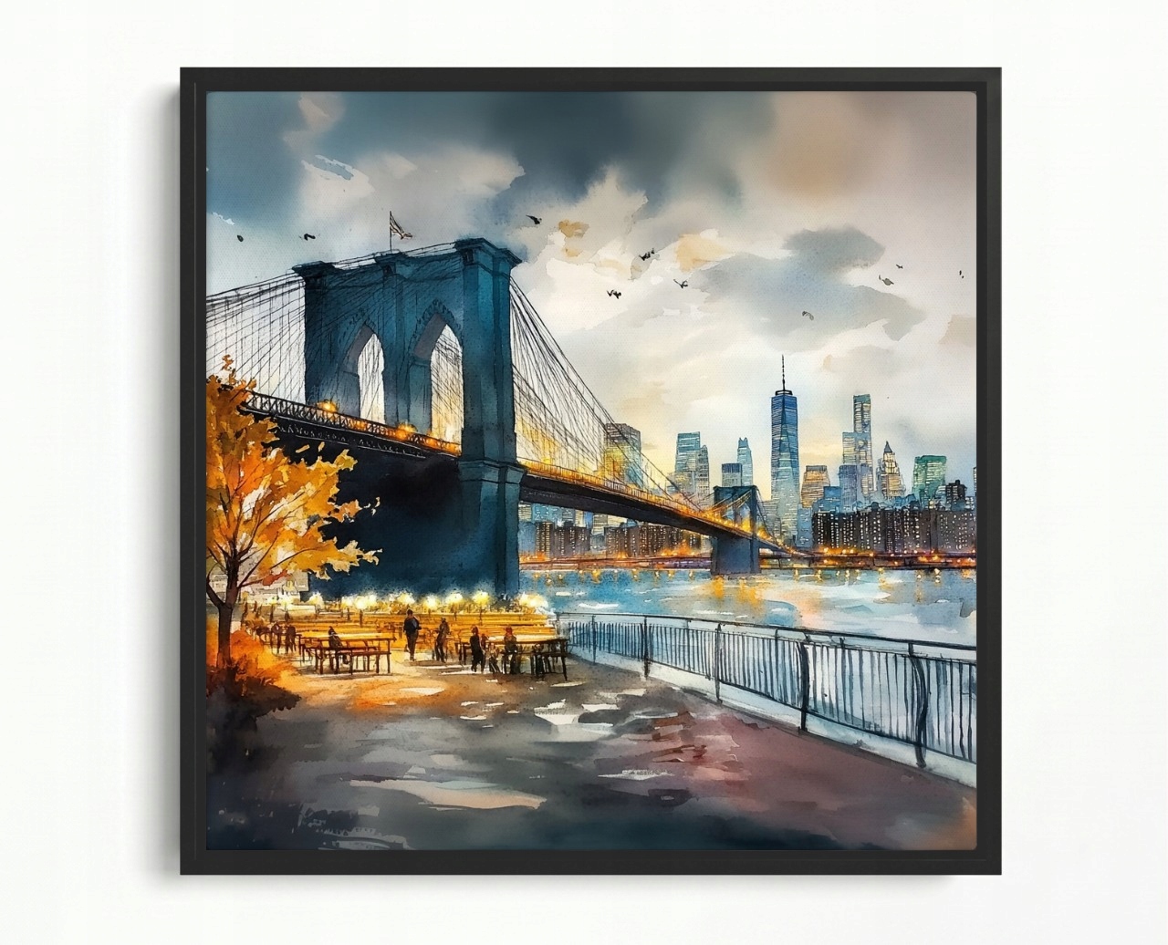 Obraz Rám American Box Pohled New York Nyc Manhattan Most Brooklyn 80x80