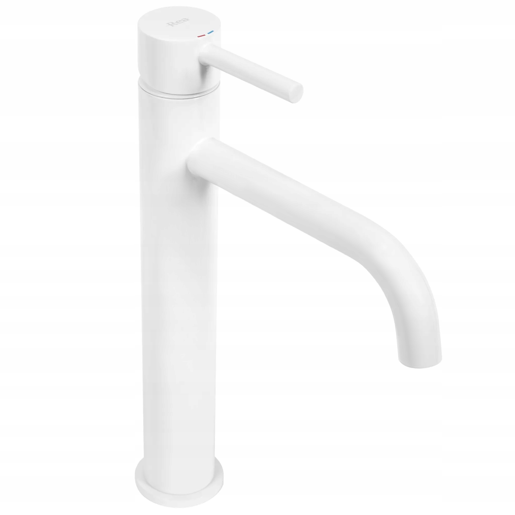 Umývadlová Bateria Biela Vysoká Stojaca Na Dosku Rea Lungo White Mat 28 cm